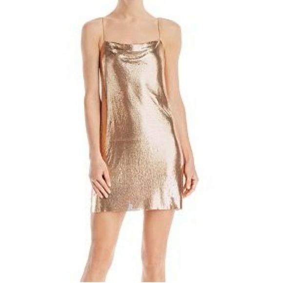 Alice + Olivia Harmony Chain Mail Rose Gold Mini Dress Size 8 - Picture 9 of 9